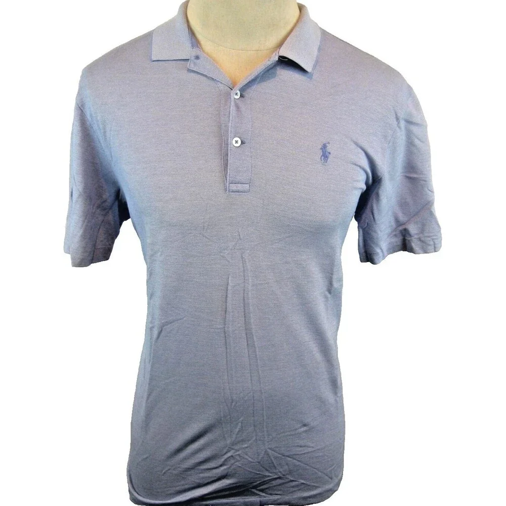 Mens Polo Ralph Lauren Golf Blue Pinpoint SS Cotton Polo Golf Casual Shirt sz M